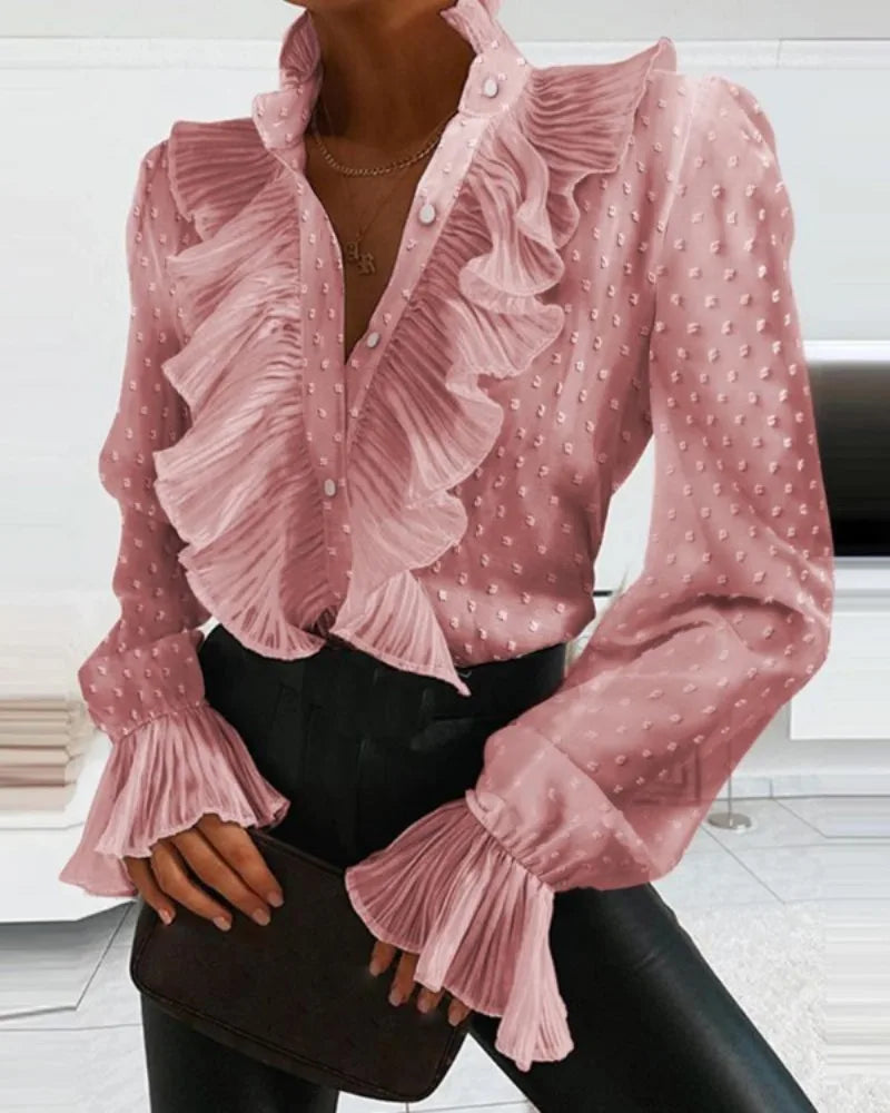 Solena - Γυναικεία Μπλούζα με Μακριά Μανίκια και Βολάν