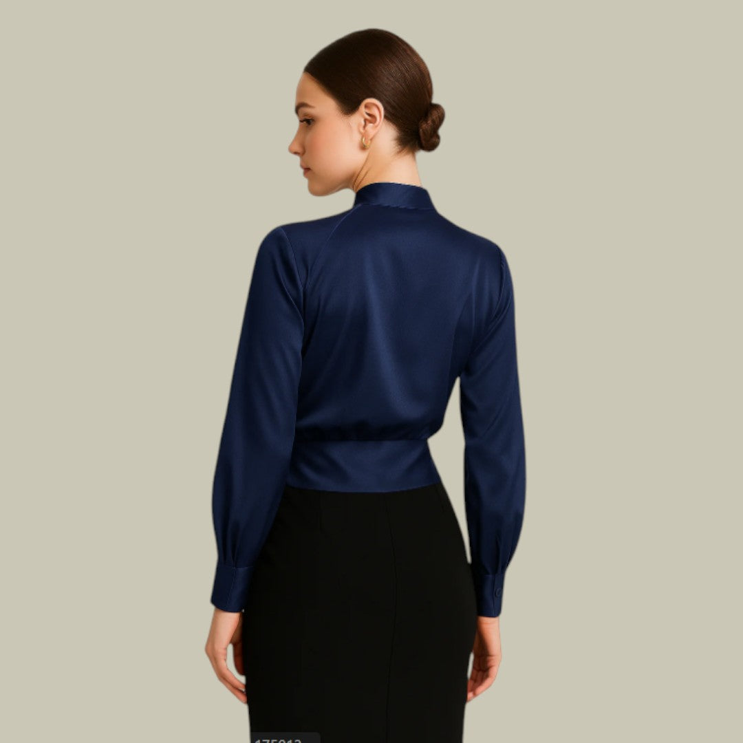 Nherisa – Elegante satijnen wikkelblouse voor dames