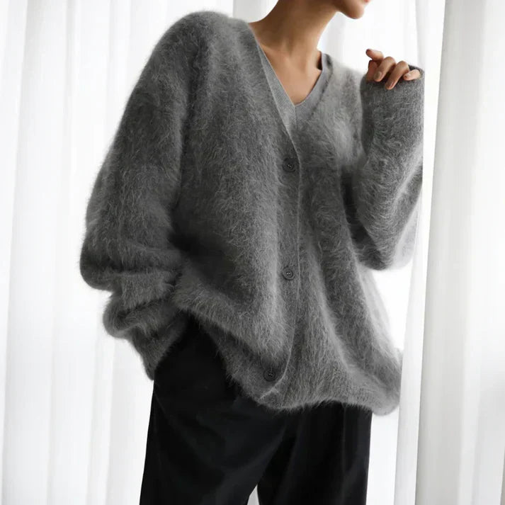 Veloria - Dame Cashmere Cardigan med Løs Pasform