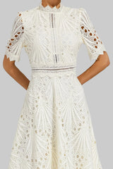 Lacenda - Lace High Neck A Line Dress
