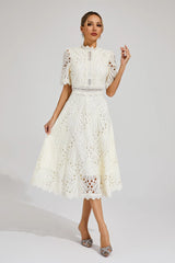 Lacenda - Lace High Neck A Line Dress