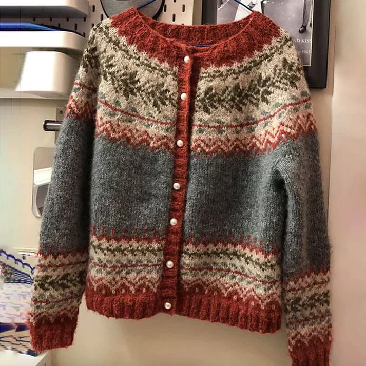 Rosaline – Damen Vintage Strickcardigan mit Knöpfen