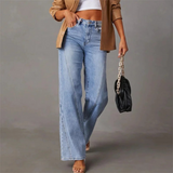 Elvarin – Jean vintage taille haute large pour femme