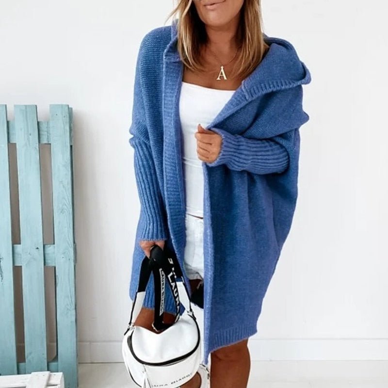Thalora – Women’s Long Hooded Knit Cardigan
