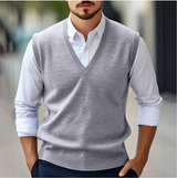 Maglione Uomo - Pullover Senza Maniche a Maglia con Scollo a V
