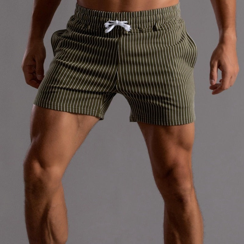 Servian - Mens Striped Shorts With Drawstring