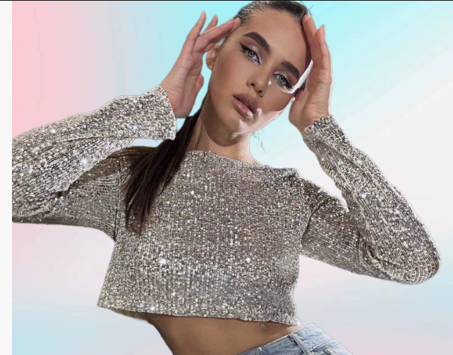 Alessia - Top corto con lentejuelas