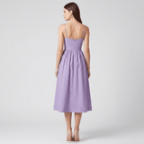 Barbra - Robe midi lilas à décolleté cœur et jupe évasée