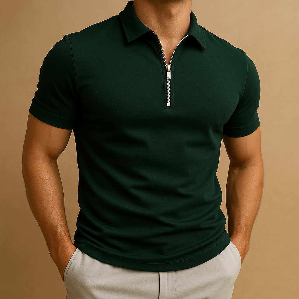 Jasper - Pánské polokošile na zip, úzký střih, prodyšná