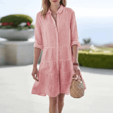 Bela – Gestreiftes Midi-Kleid mit Knopfleiste