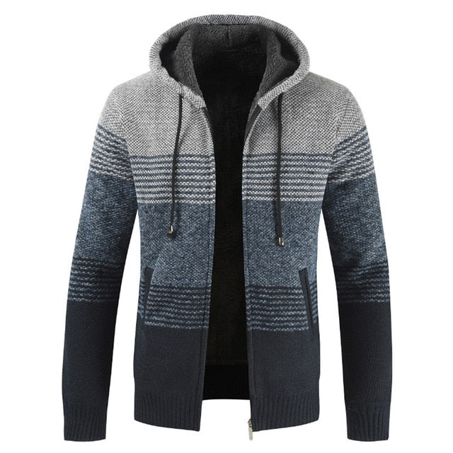 Maelric – Pull à capuche zippé doublé en polaire pour homme