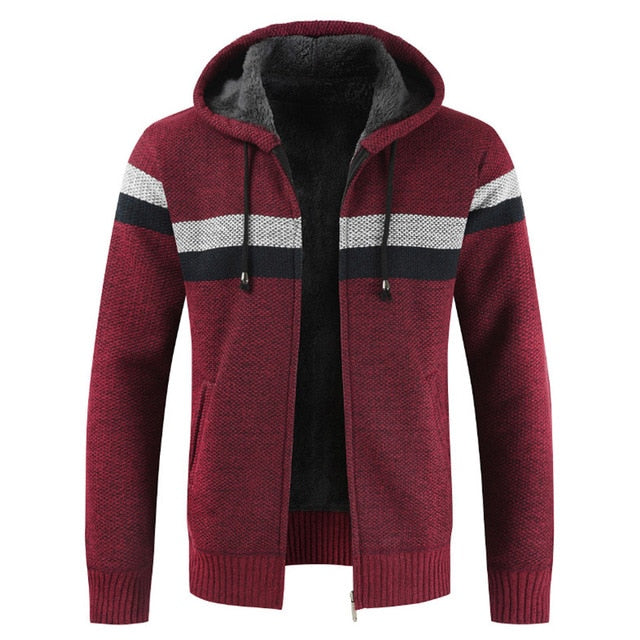 Maelric – Pull à capuche zippé doublé en polaire pour homme