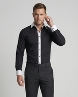 Valerion - Camisa ajustada para hombre de dos tonos