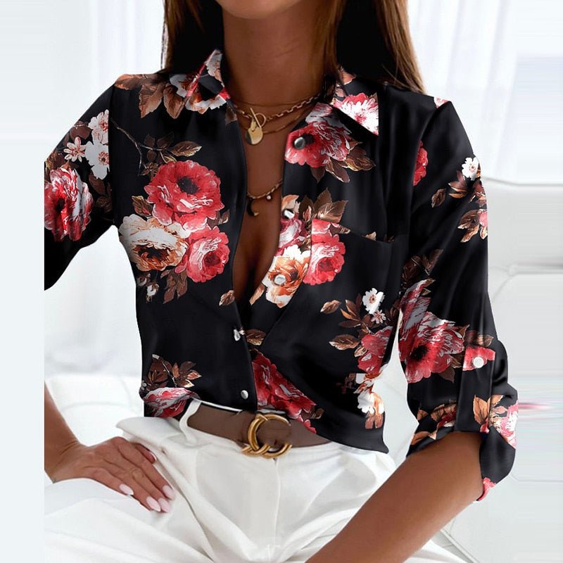 Darcey - Printed Long Sleeve Button Top