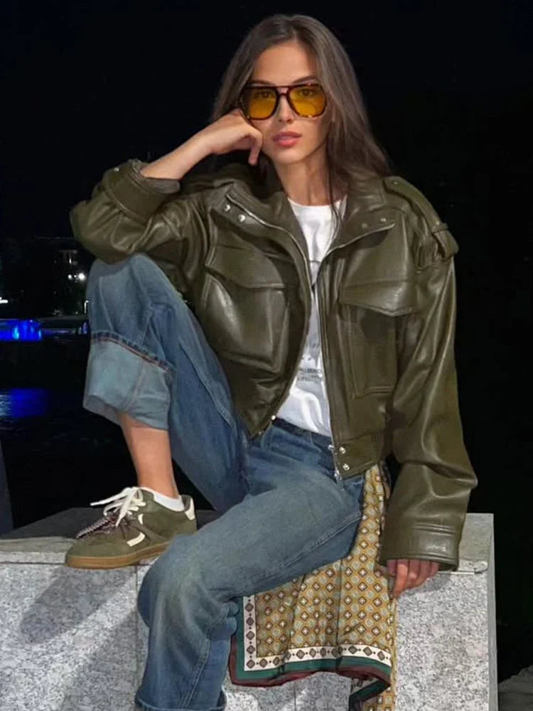Laurenna – Damen Bikerjacke mit Reißverschluss