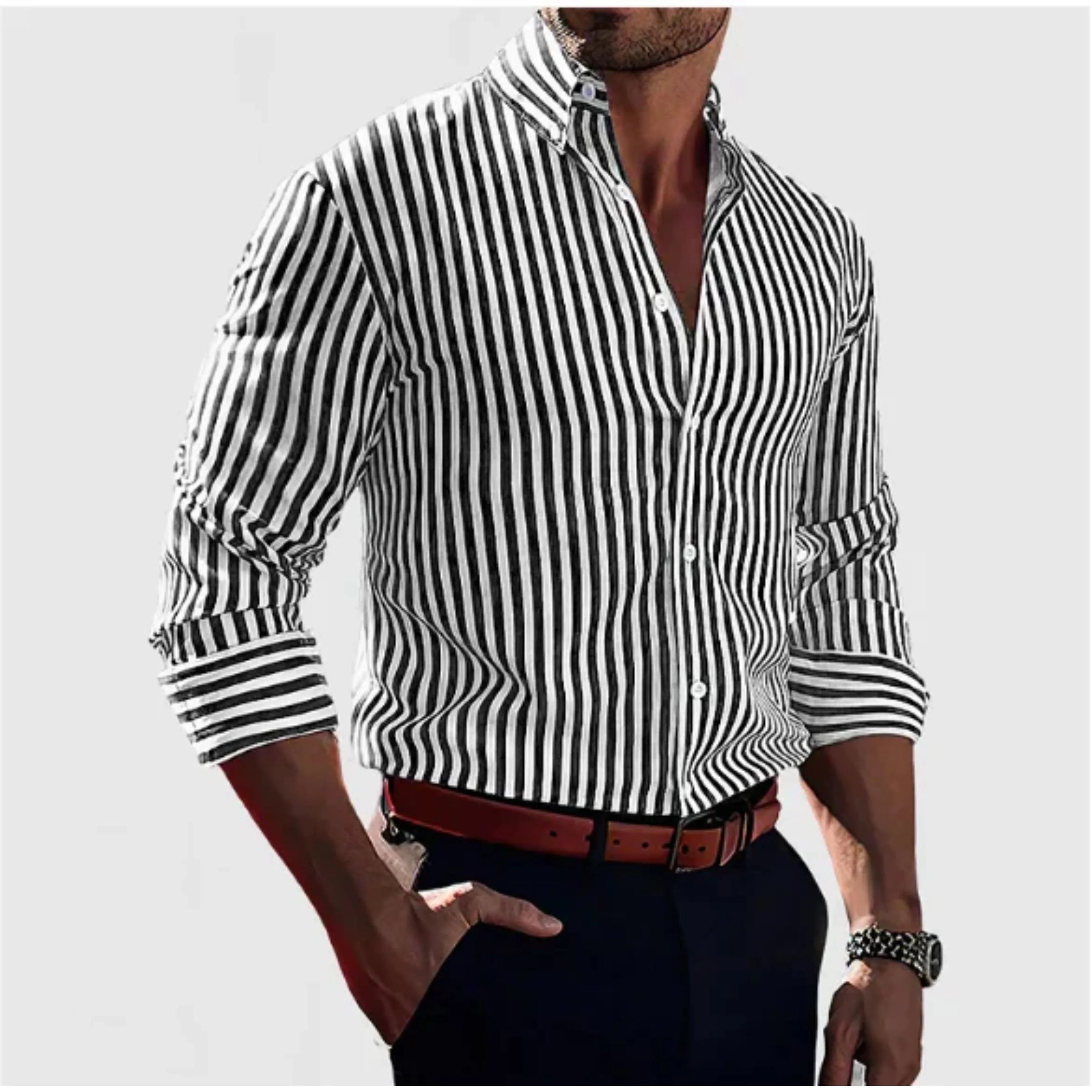 Elio - Men Modern Striped Shirt