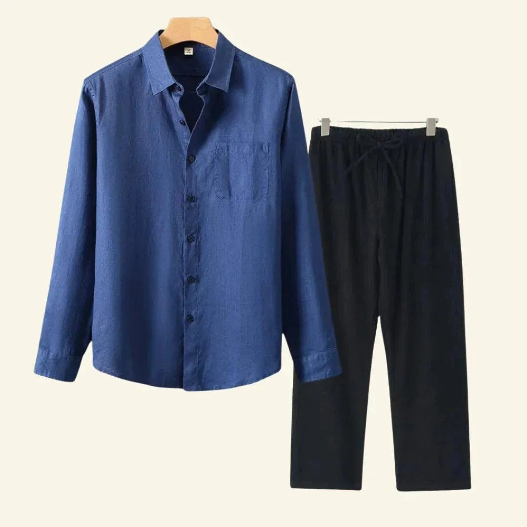 Caelric - Completo Uomo Camicia e Pantaloni in Lino