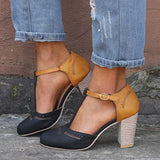 Cecillia - Sapatos de Salto Vintage com Biqueira Fechada