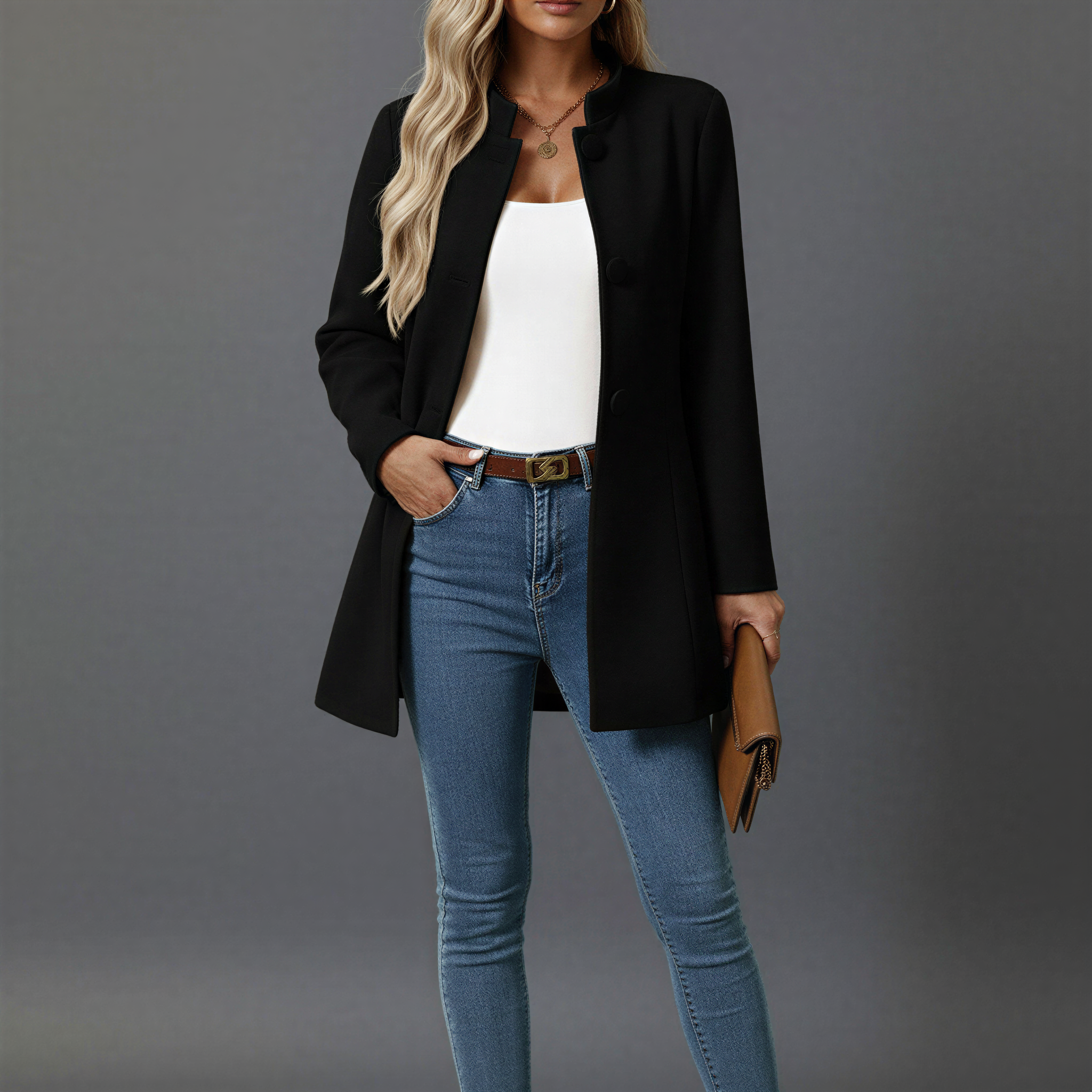 Eliza – Dámsky kabát s gombíkmi a áčkovým strihom