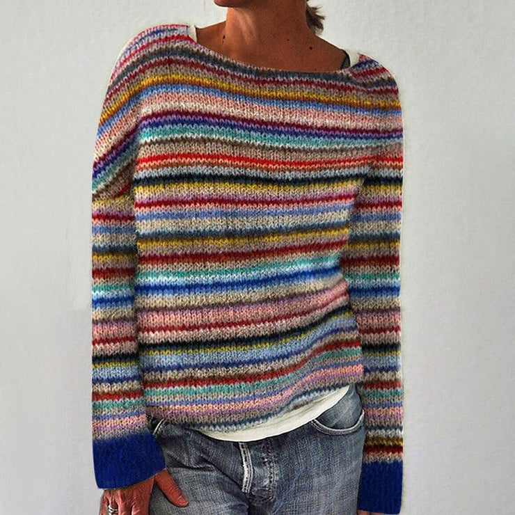 Lioraen – Women’s Knitted Striped Jumper with Long Sleeves