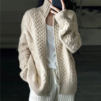 Velmira – Damen Kaschmircardigan mit hohem Kragen