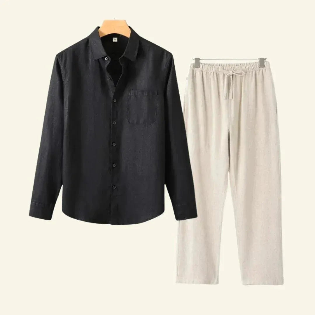 Caelric - Completo Uomo Camicia e Pantaloni in Lino
