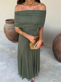 Tolinda - Vestido maxi de malla con un solo hombro