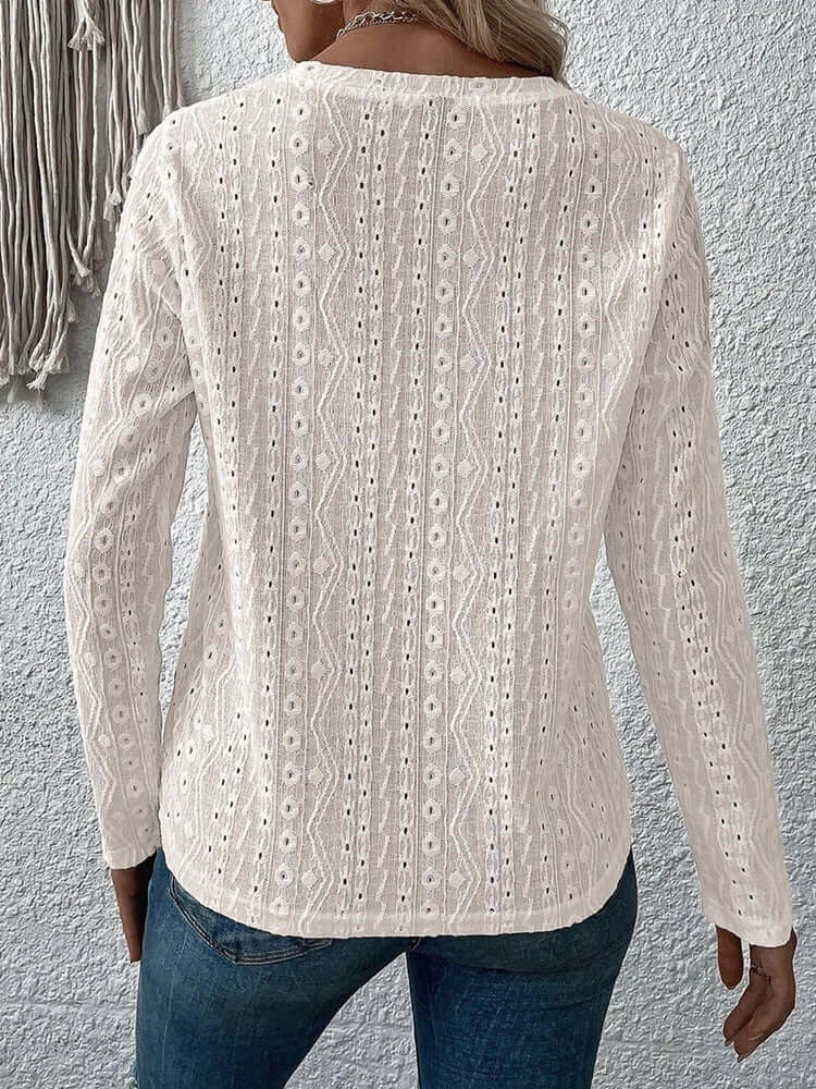 Isadora – Women’s Eyelet Lace Long Sleeve Blouse