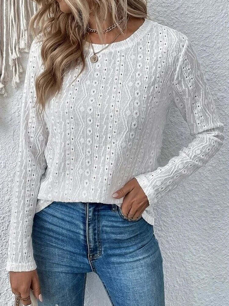 Isadora – Women’s Eyelet Lace Long Sleeve Blouse