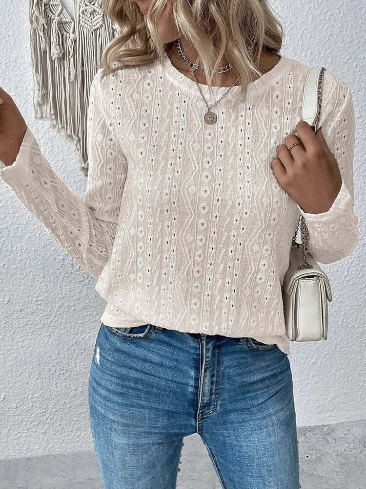 Isadora – Women’s Eyelet Lace Long Sleeve Blouse