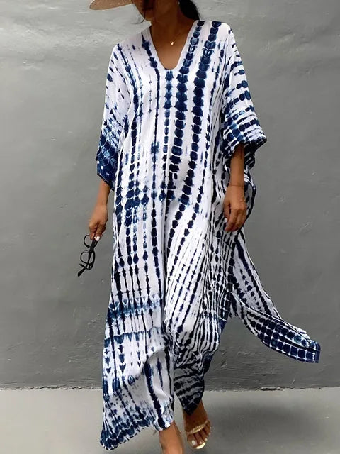 Velora - Robe longue kaftan imprimée