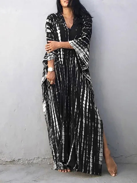 Velora - Robe longue kaftan imprimée