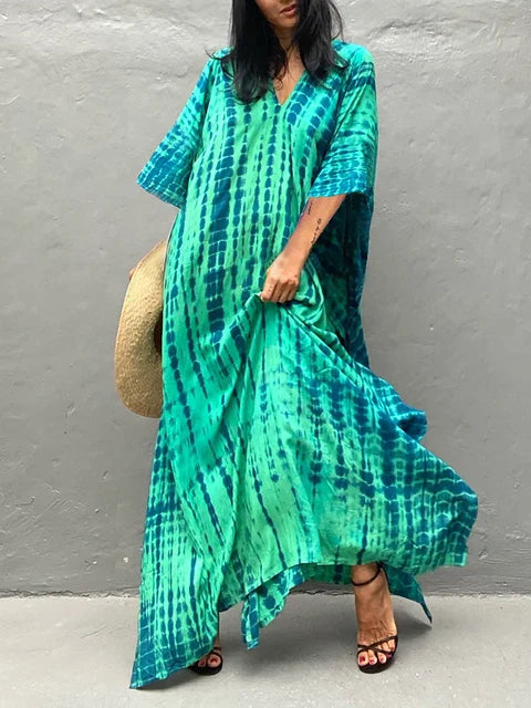 Velora - Robe longue kaftan imprimée
