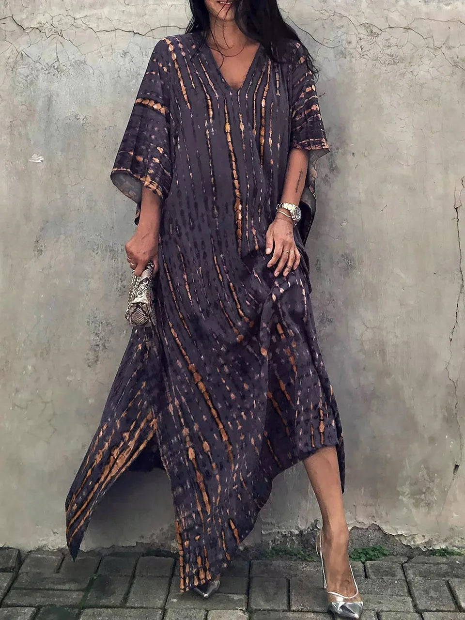 Velora - Robe longue kaftan imprimée