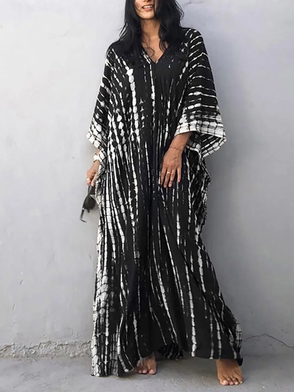 Velora - Robe longue kaftan imprimée