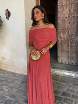 Tolinda - Vestido maxi de malla con un solo hombro