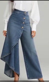 Denia - Denimlook bukser med vide ben