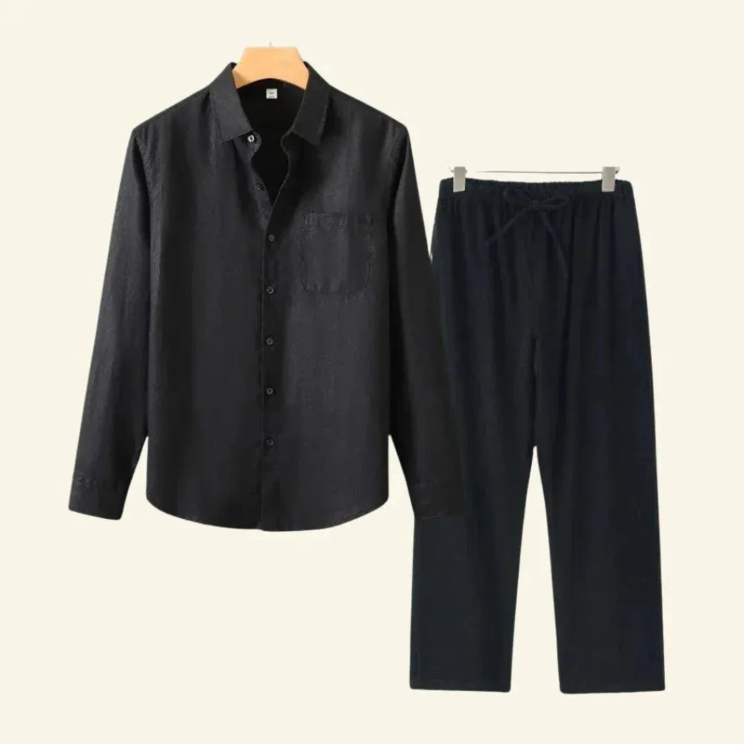 Caelric - Completo Uomo Camicia e Pantaloni in Lino