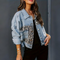 Yves - Dame Denimjakke med Leopardprint