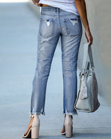 Zarelia - Jeans de mezclilla desgastados para mujer