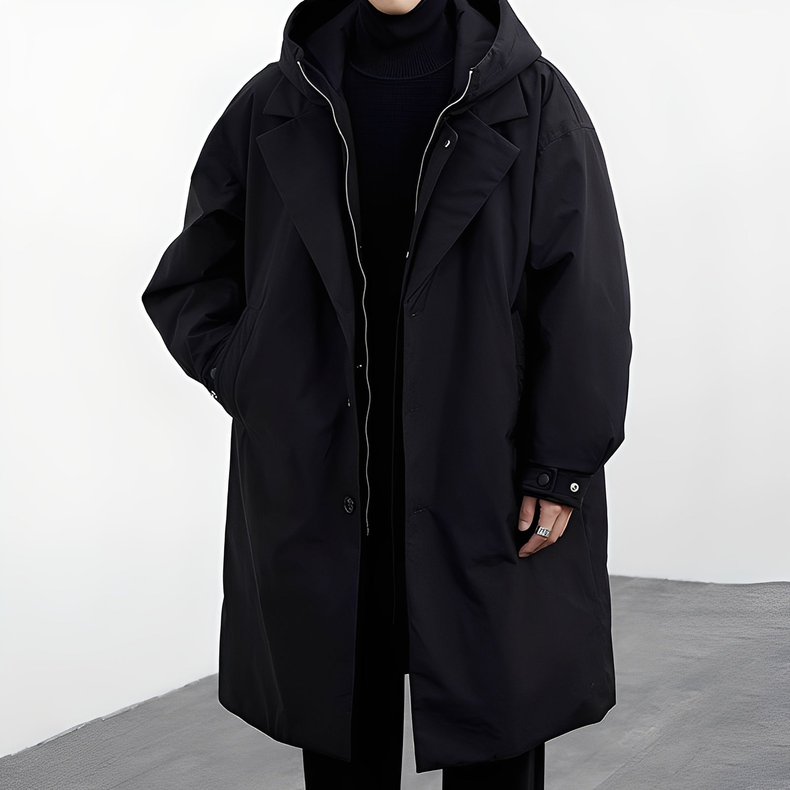 Jorven – Trench-coat long à capuche pour homme