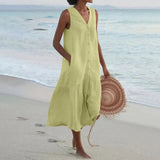 Julian – Damen Sommer-Midikleid mit V-Ausschnitt