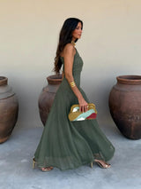 Tolinda - Vestido maxi de malla con un solo hombro