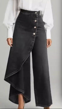 Denia - Denimlook bukser med vide ben