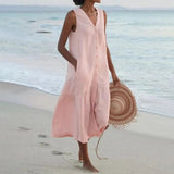 Julian – Damen Sommer-Midikleid mit V-Ausschnitt