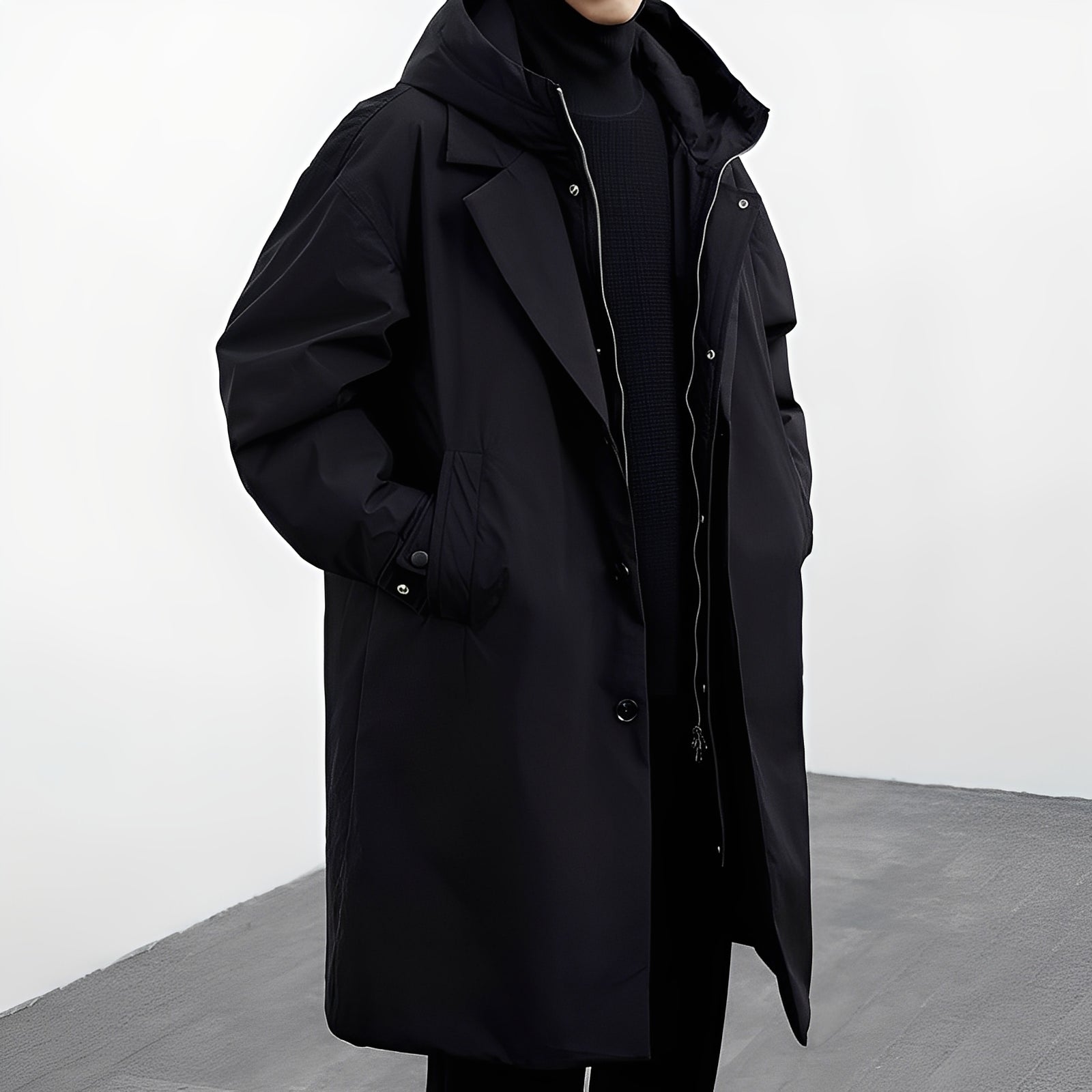 Jorven – Trench-coat long à capuche pour homme