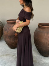 Tolinda - Vestido maxi de malla con un solo hombro