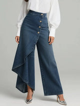Denia - Denimlook bukser med vide ben