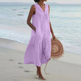 Julian – Damen Sommer-Midikleid mit V-Ausschnitt