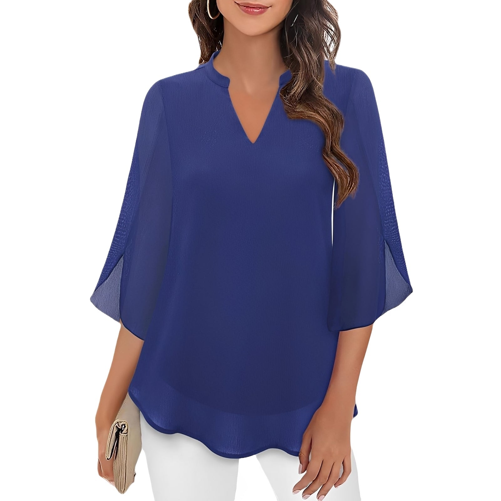 Rosa – Blusa Feminina de Gola em V com Corte Relaxado